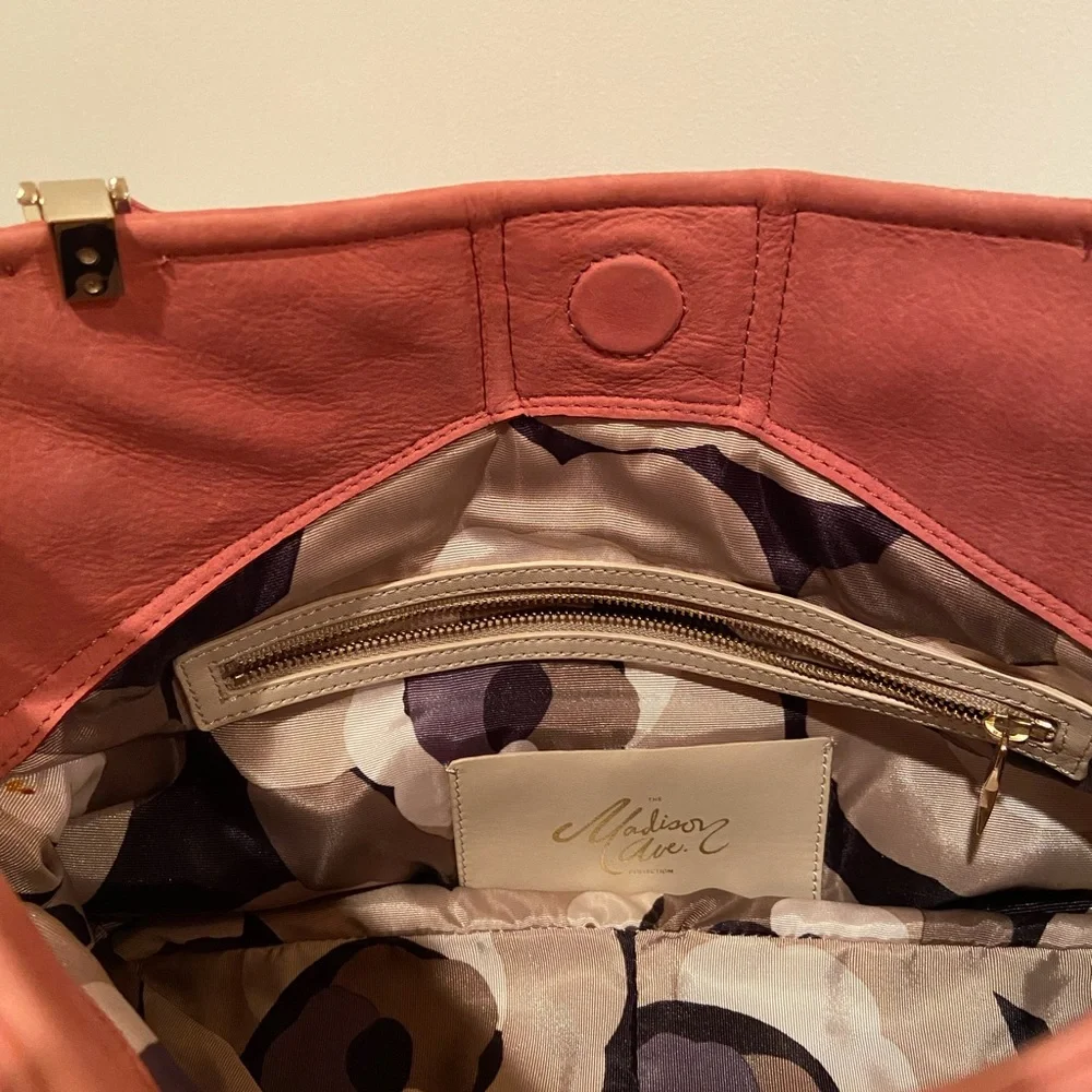 Authentic Kate Spade Madison Ave Suede Bow Pink Peach Color Handbag Satchel
